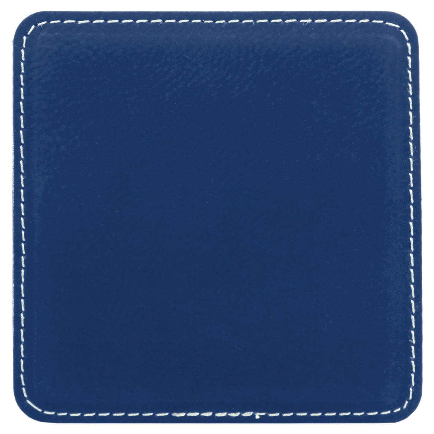 4" x 4" Blue/Silver Square Leatherette Coaster