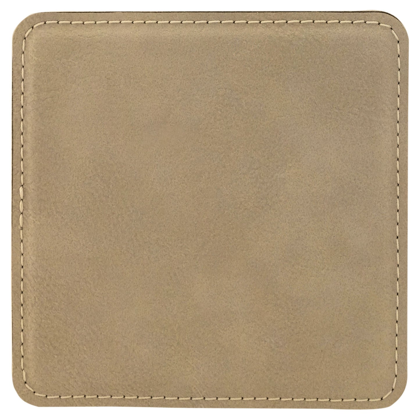 4" x 4" Light Brown Square Leatherette Coaster