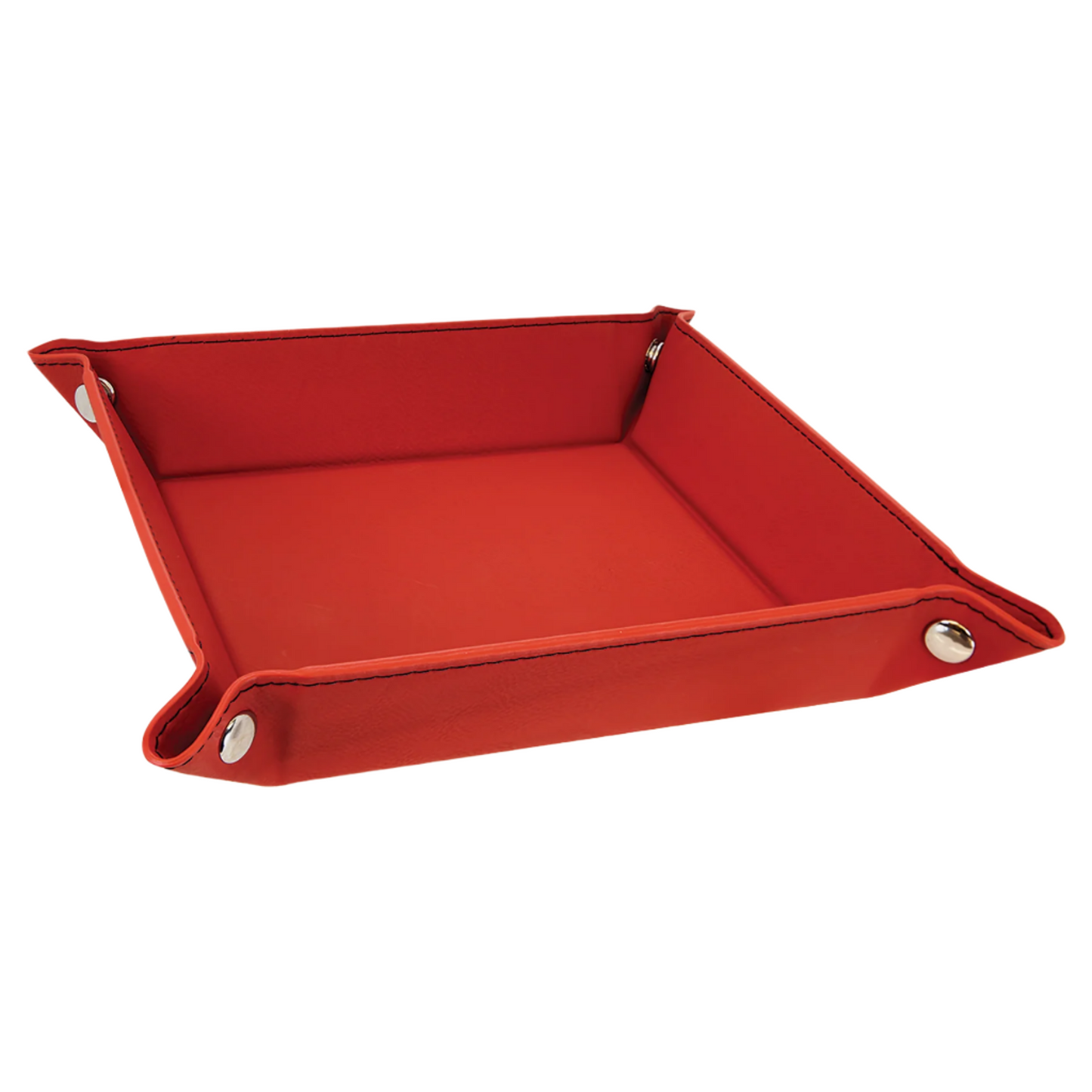 6" x 6" Custom Leatherette Snap Up Tray with Silver Snaps