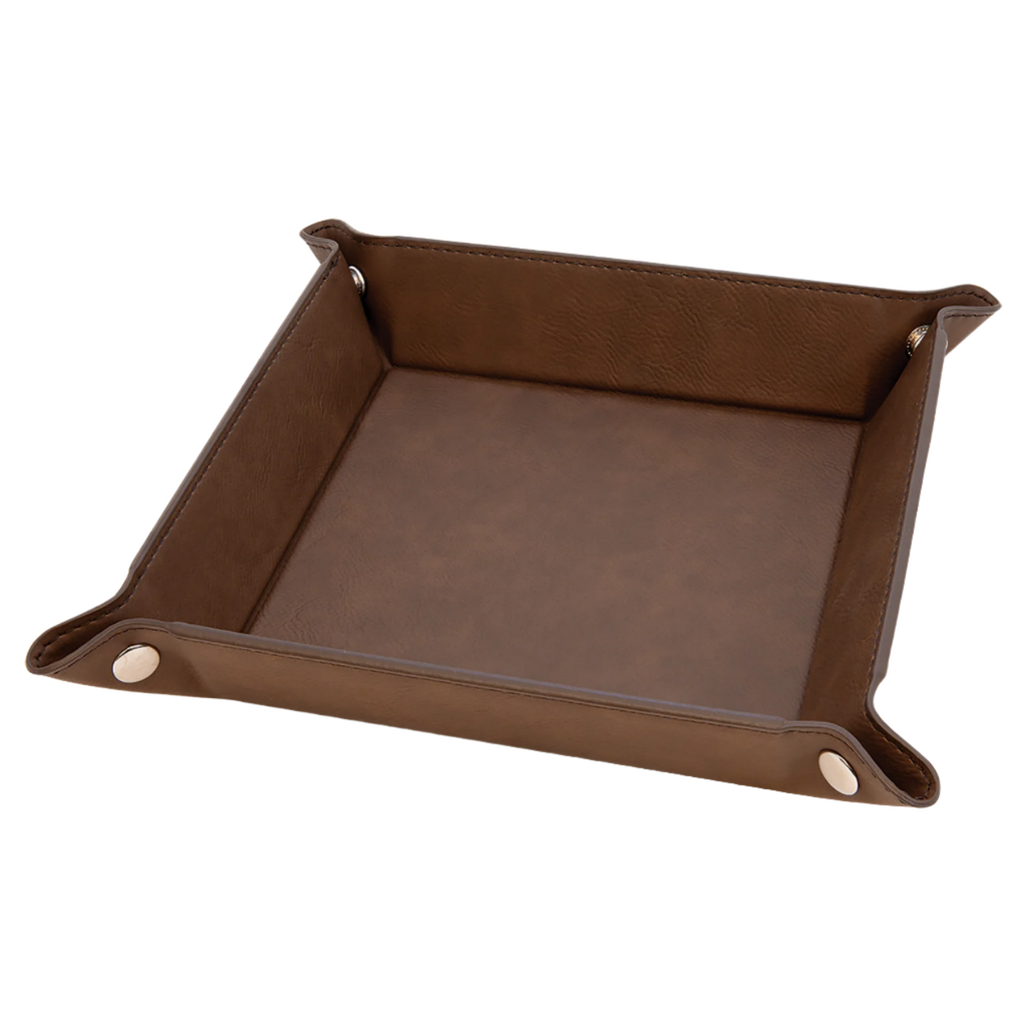 6" x 6" Custom Leatherette Snap Up Tray with Silver Snaps