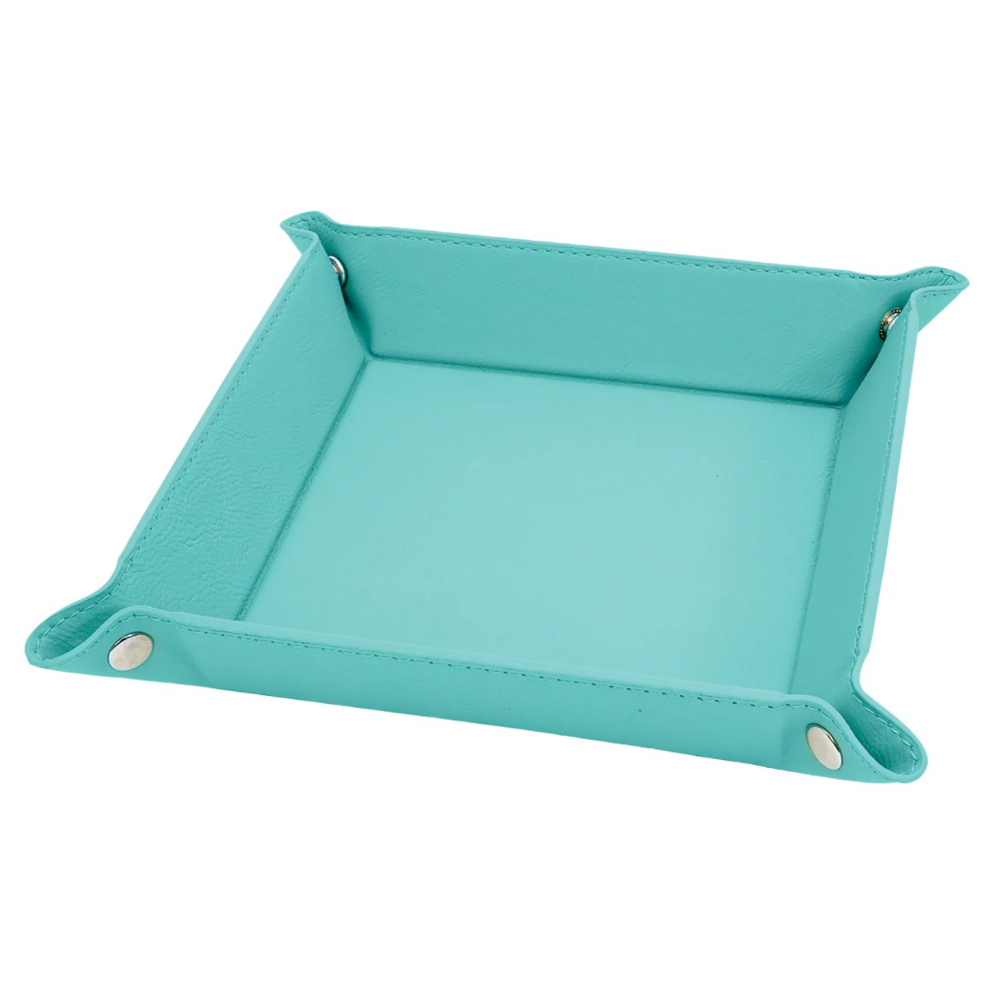 6" x 6" Custom Leatherette Snap Up Tray with Silver Snaps