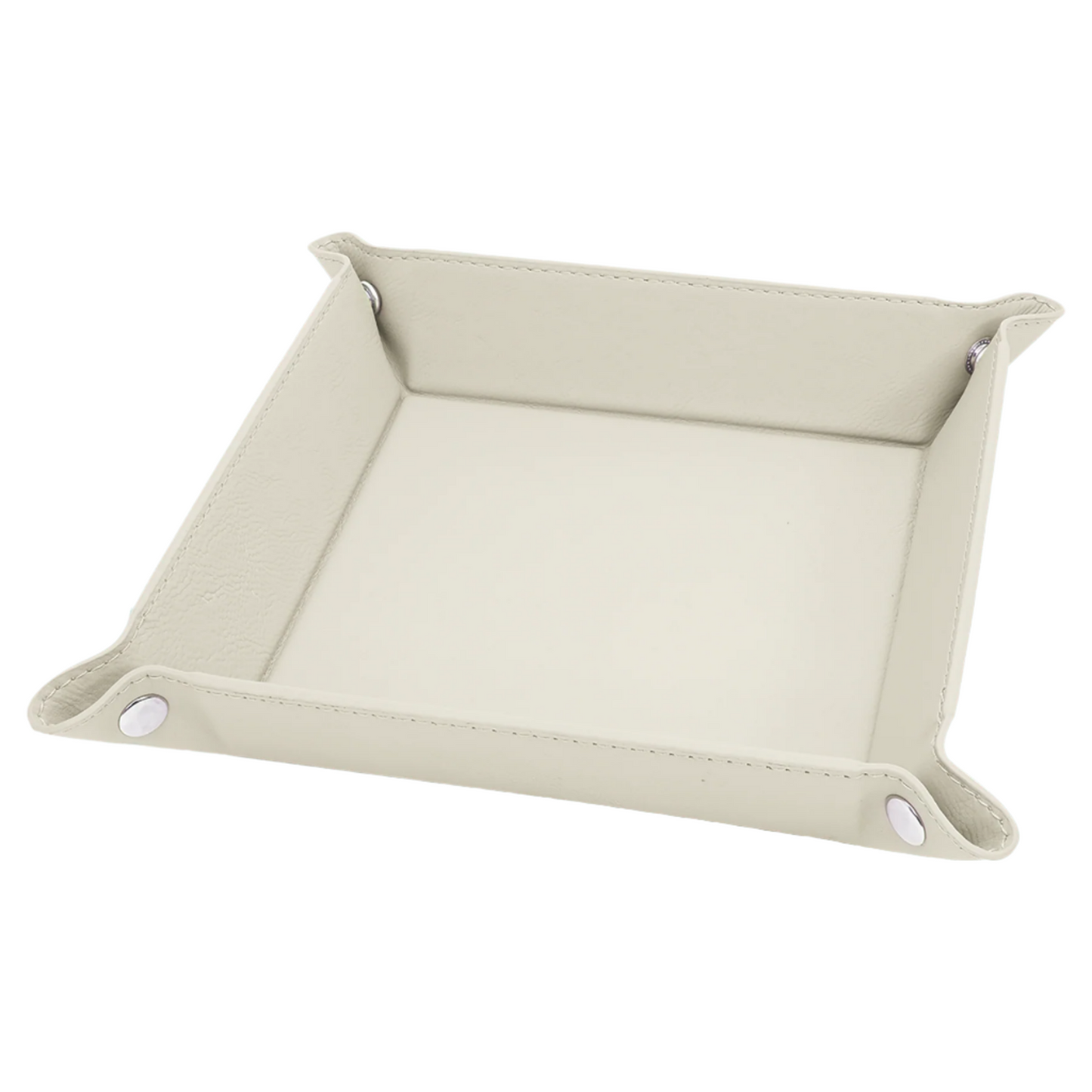 6" x 6" Custom Leatherette Snap Up Tray with Silver Snaps