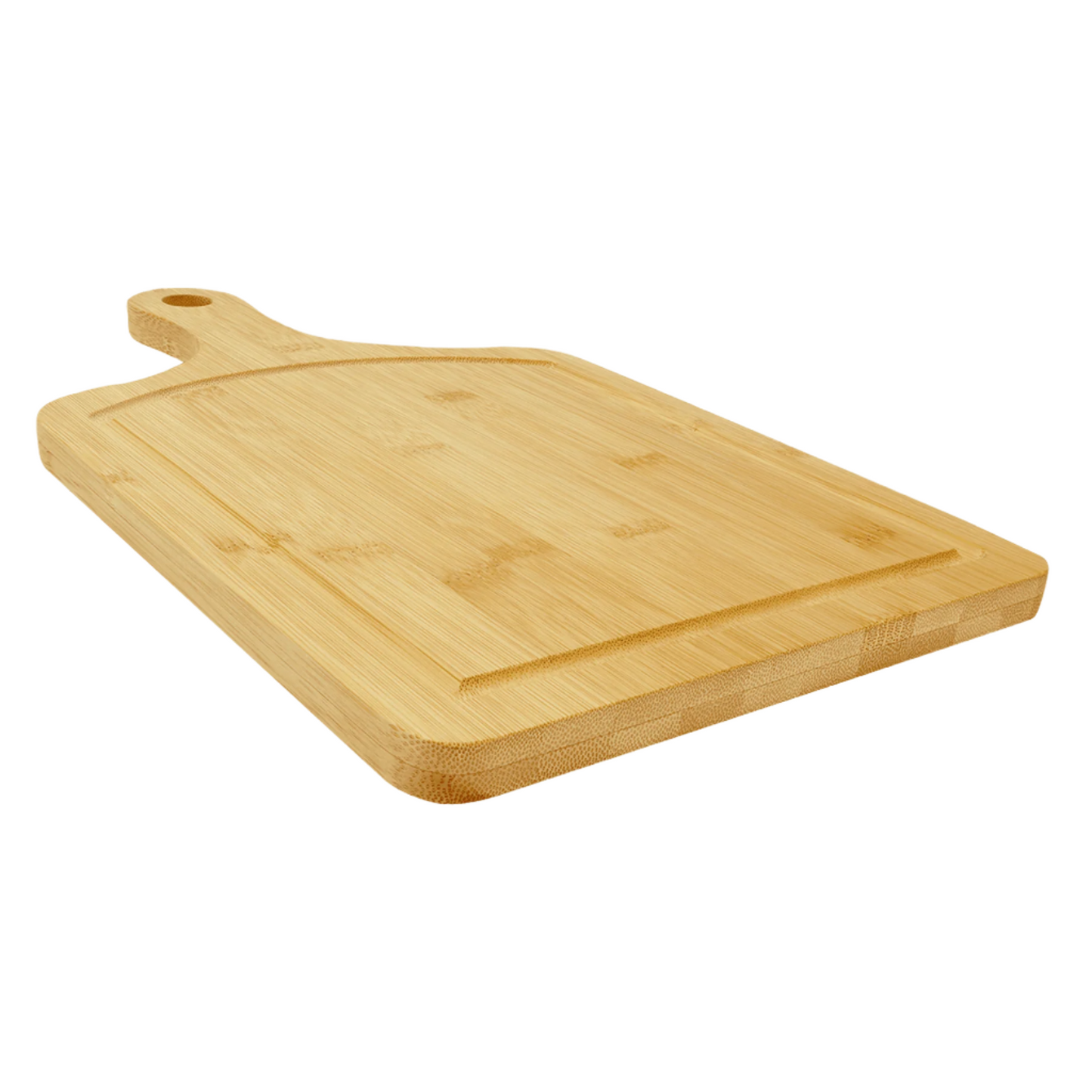 Custom Bamboo Paddle Cutting Board with Drip Ring