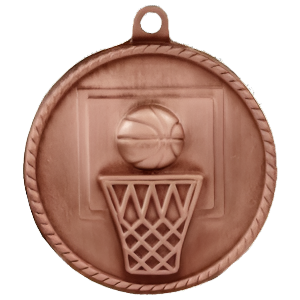 2" High Relief Basketball Medal with Neck Ribbon