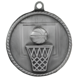 2" High Relief Basketball Medal with Neck Ribbon