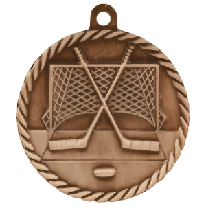 2" High Relief Hockey Medal with Neck Ribbon