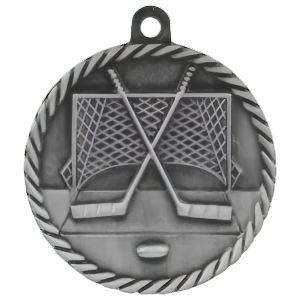 2" High Relief Hockey Medal with Neck Ribbon