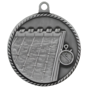 2" High Relief Swimming Medal with Neck Ribbon