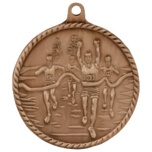 2" High Relief Cross Country Medal with Neck Ribbon