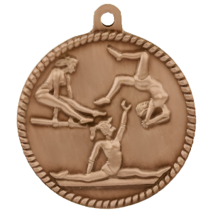2" High Relief Women's Gymnastics Medal with Neck Ribbon