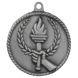 2" High Relief Torch Medal with Neck Ribbon