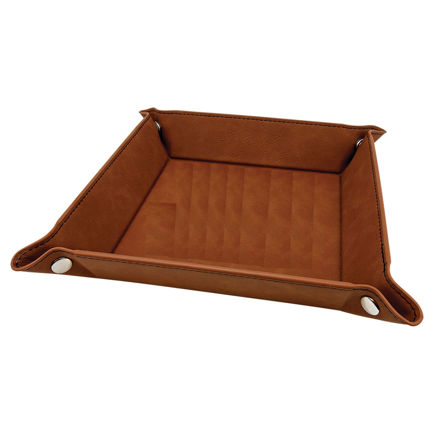 6" x 6" Custom Leatherette Snap Up Tray with Silver Snaps