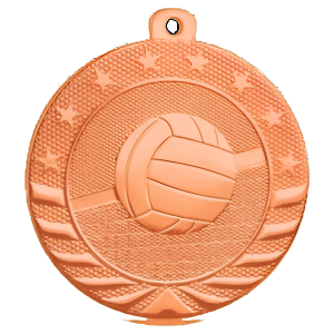 2" Starbrite Volleyball Medal with Neck Ribbon