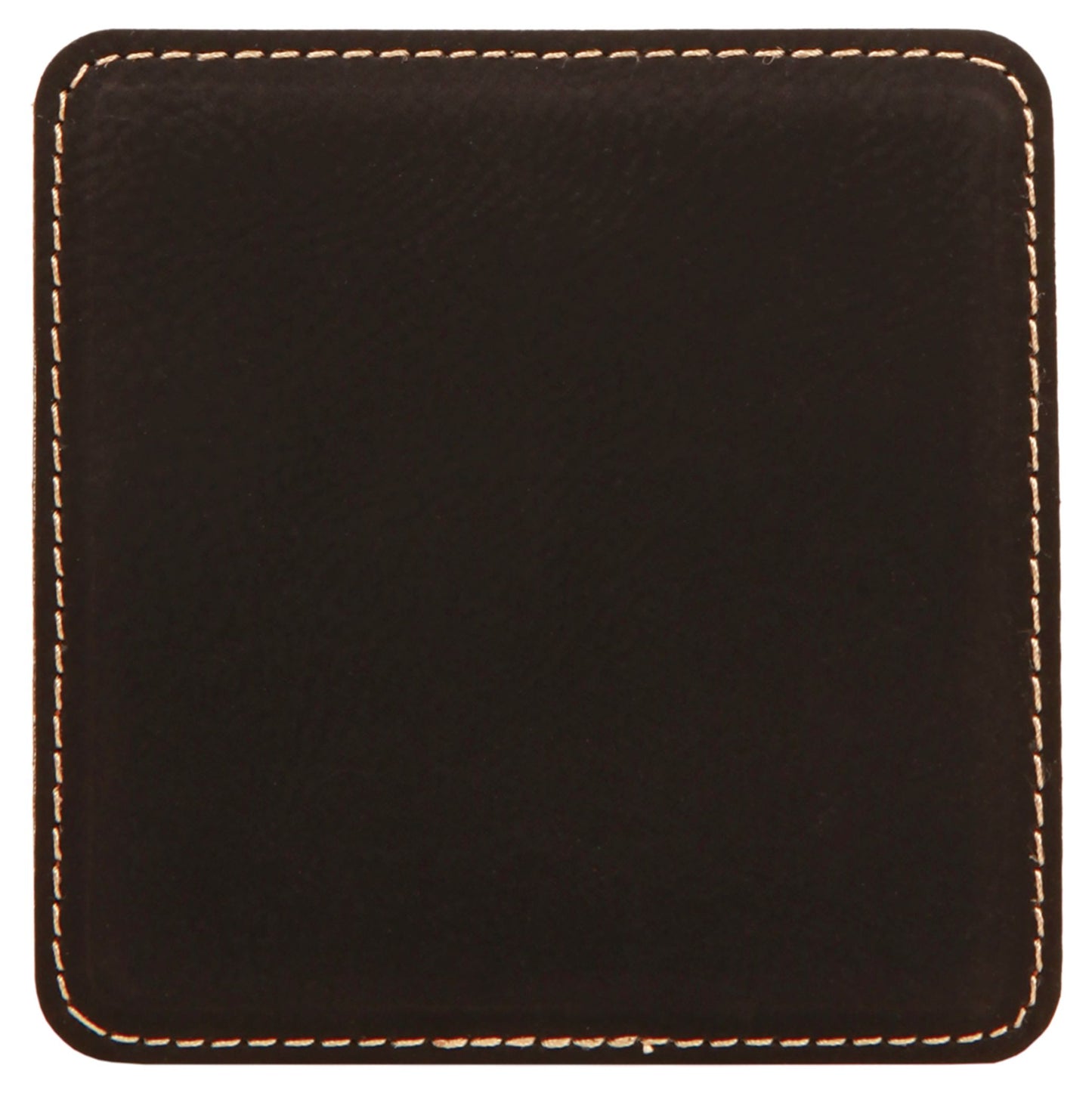 4" x 4" Black/Gold Square Leatherette Coaster