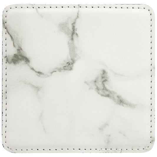 4" x 4" Whtie Marble Square Leatherette Coaster