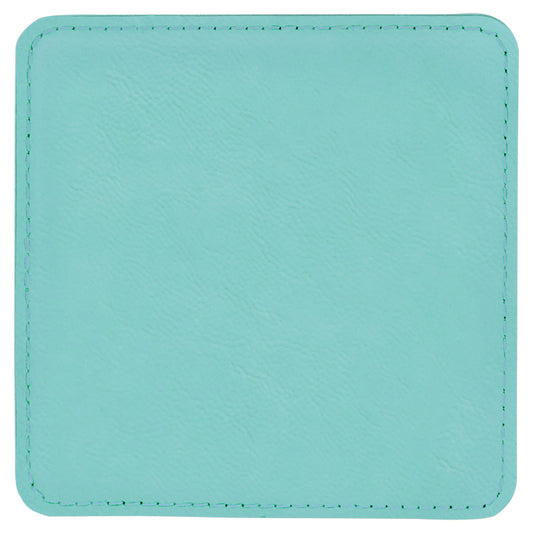4" x 4" Teal Square Leatherette Coaster