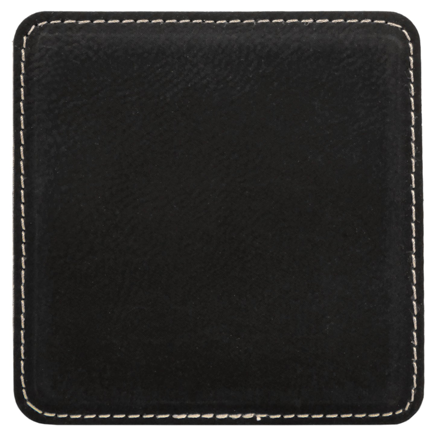 4" x 4" Black/Silver Square Leatherette Coaster