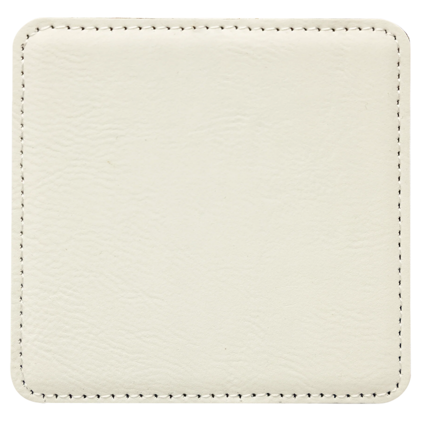 4" x 4" White Square Leatherette Coaster
