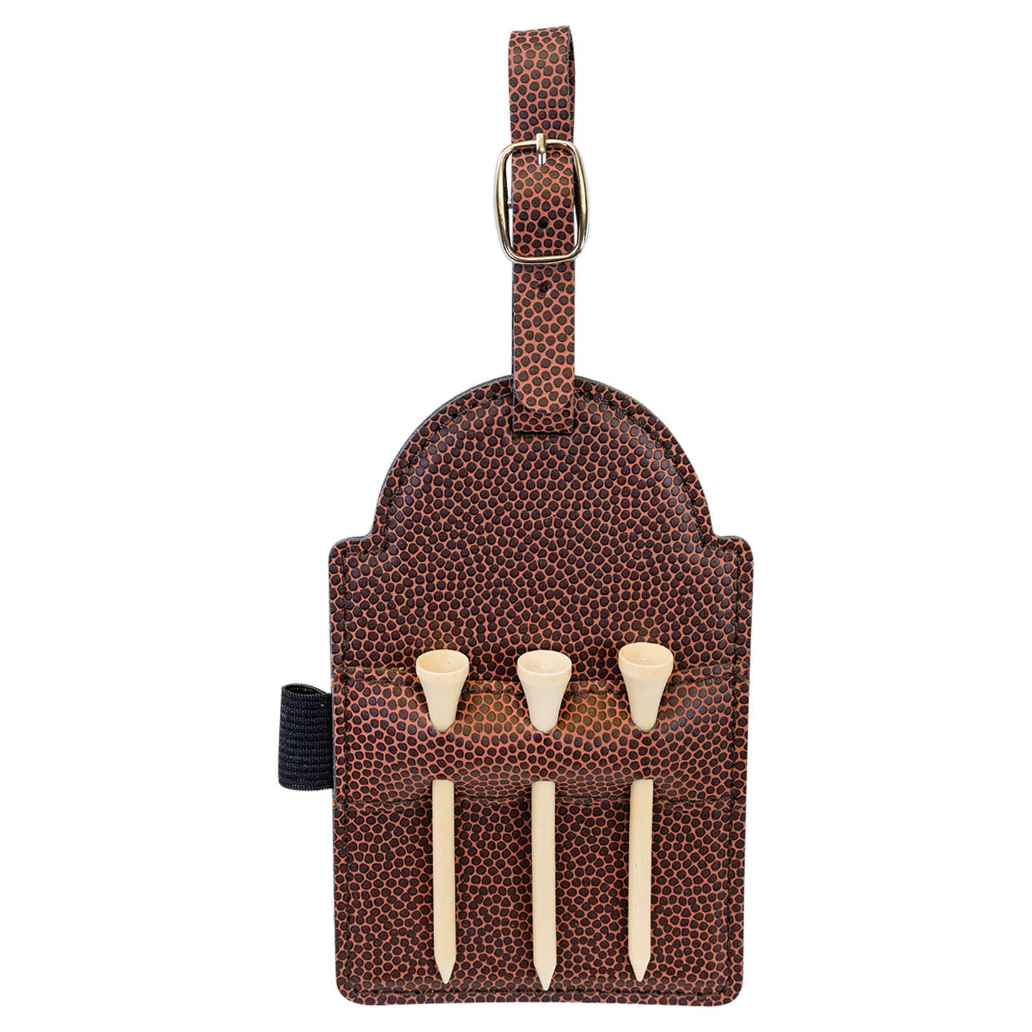 Custom Leatherette Golf Bag Tag with 3 Wooden Tees