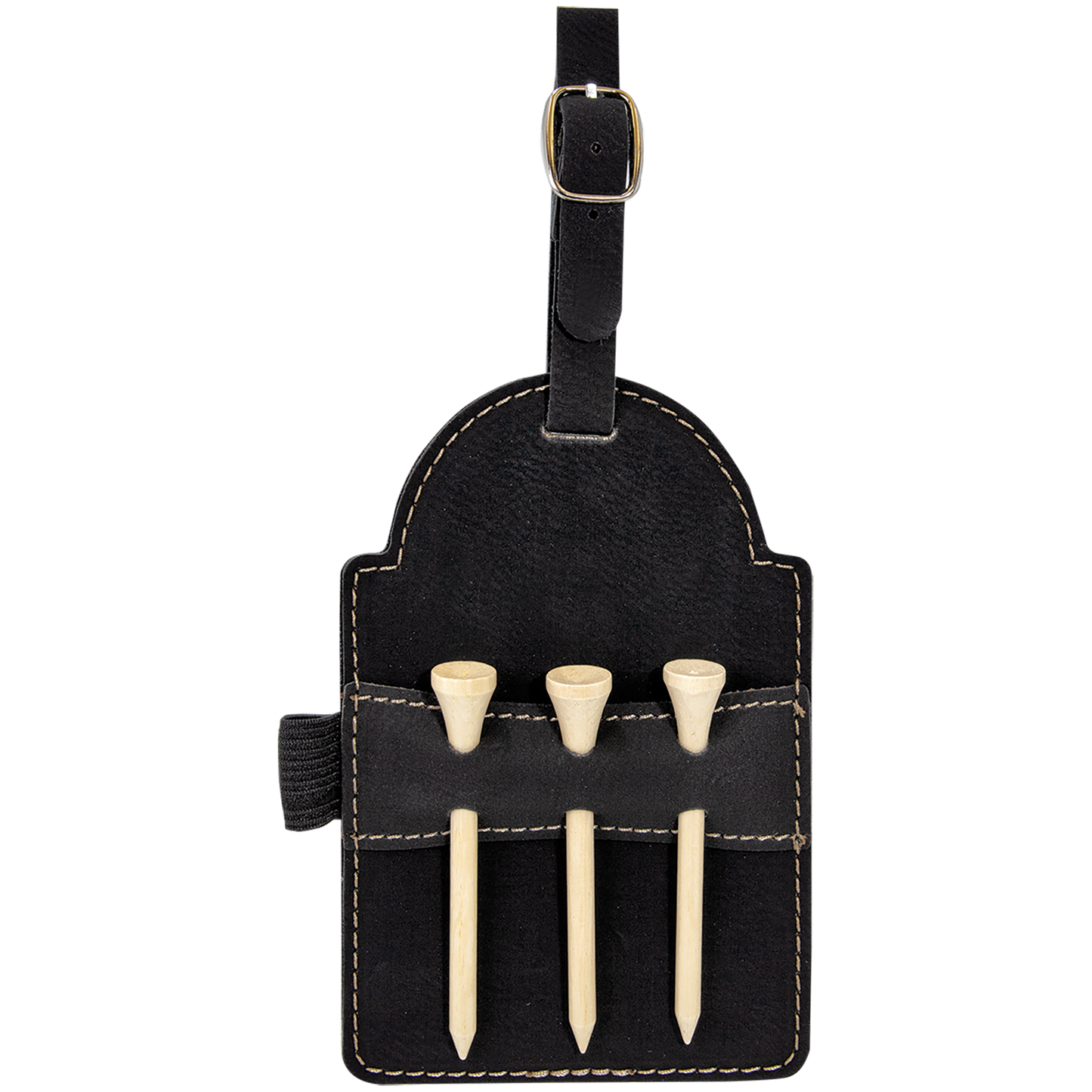 Custom Leatherette Golf Bag Tag with 3 Wooden Tees