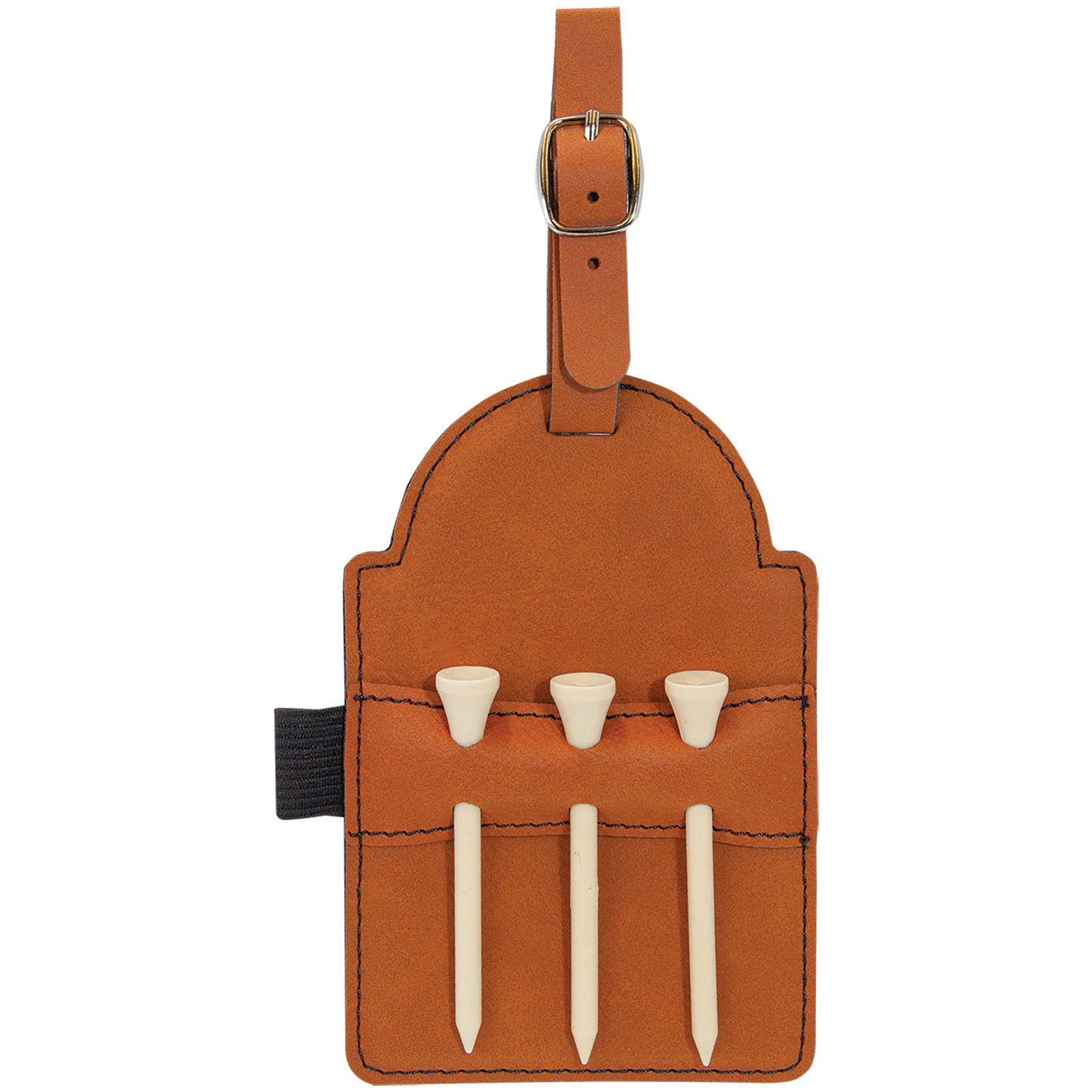 Custom Leatherette Golf Bag Tag with 3 Wooden Tees