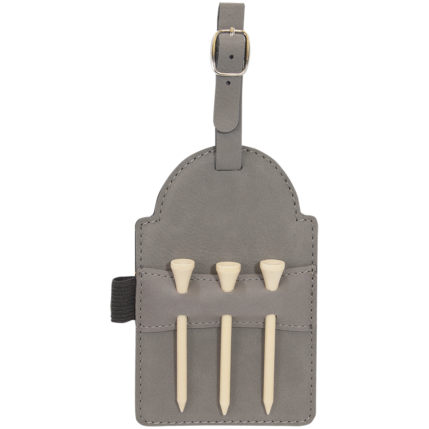 Custom Leatherette Golf Bag Tag with 3 Wooden Tees