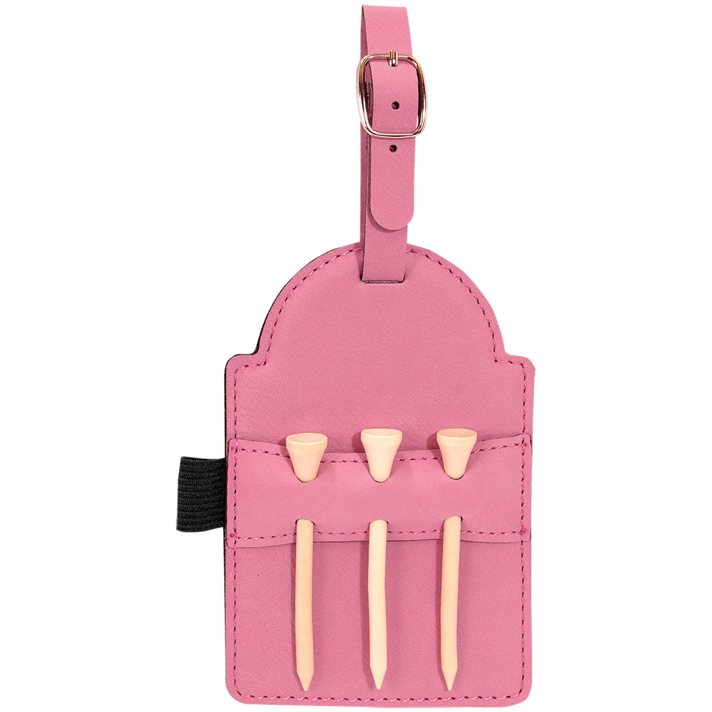 Custom Leatherette Golf Bag Tag with 3 Wooden Tees