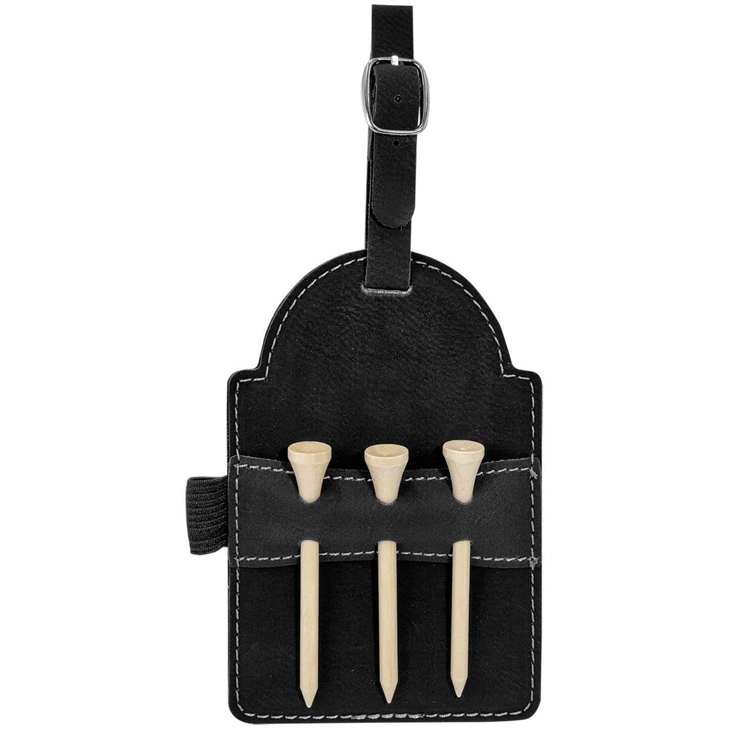 Custom Leatherette Golf Bag Tag with 3 Wooden Tees