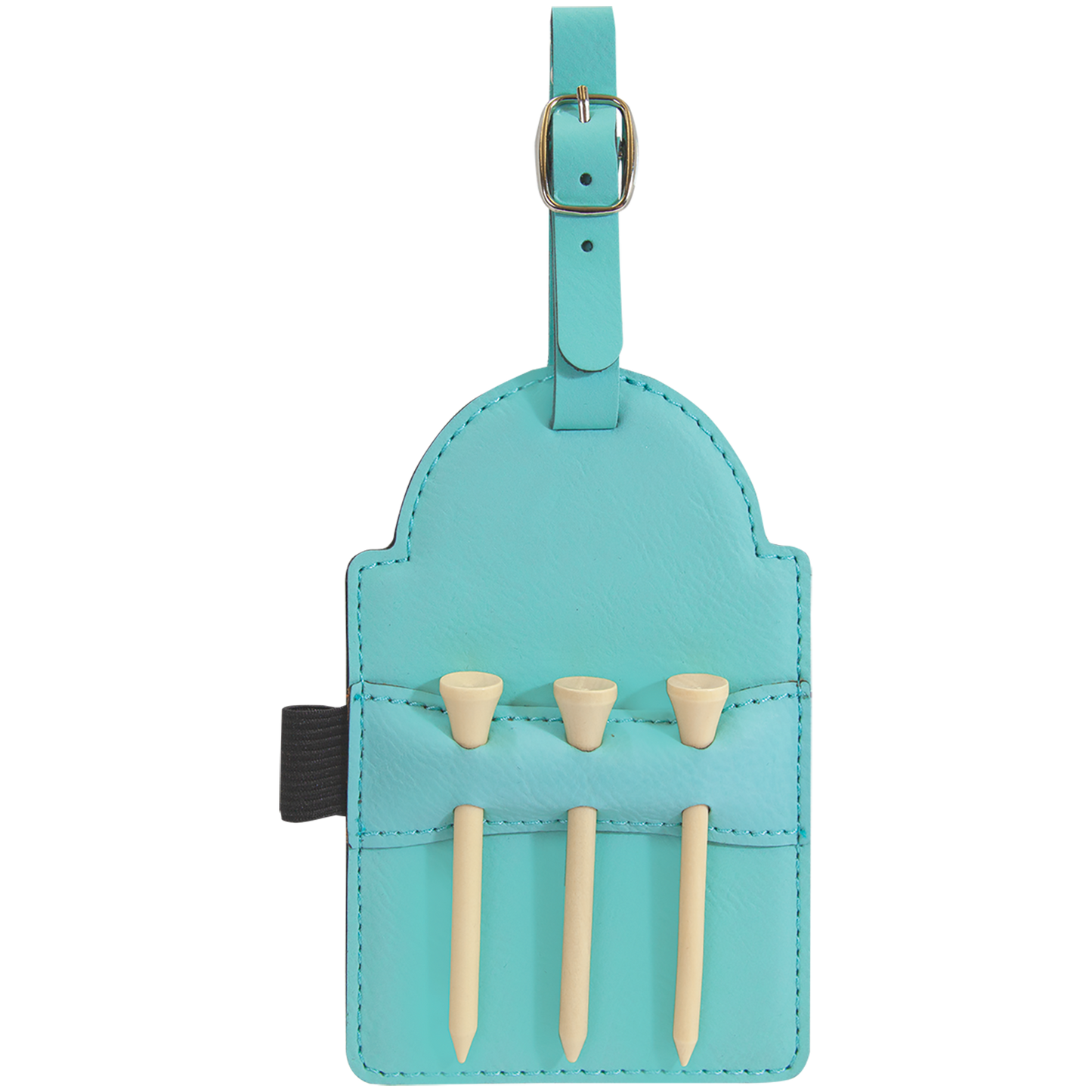 Custom Leatherette Golf Bag Tag with 3 Wooden Tees
