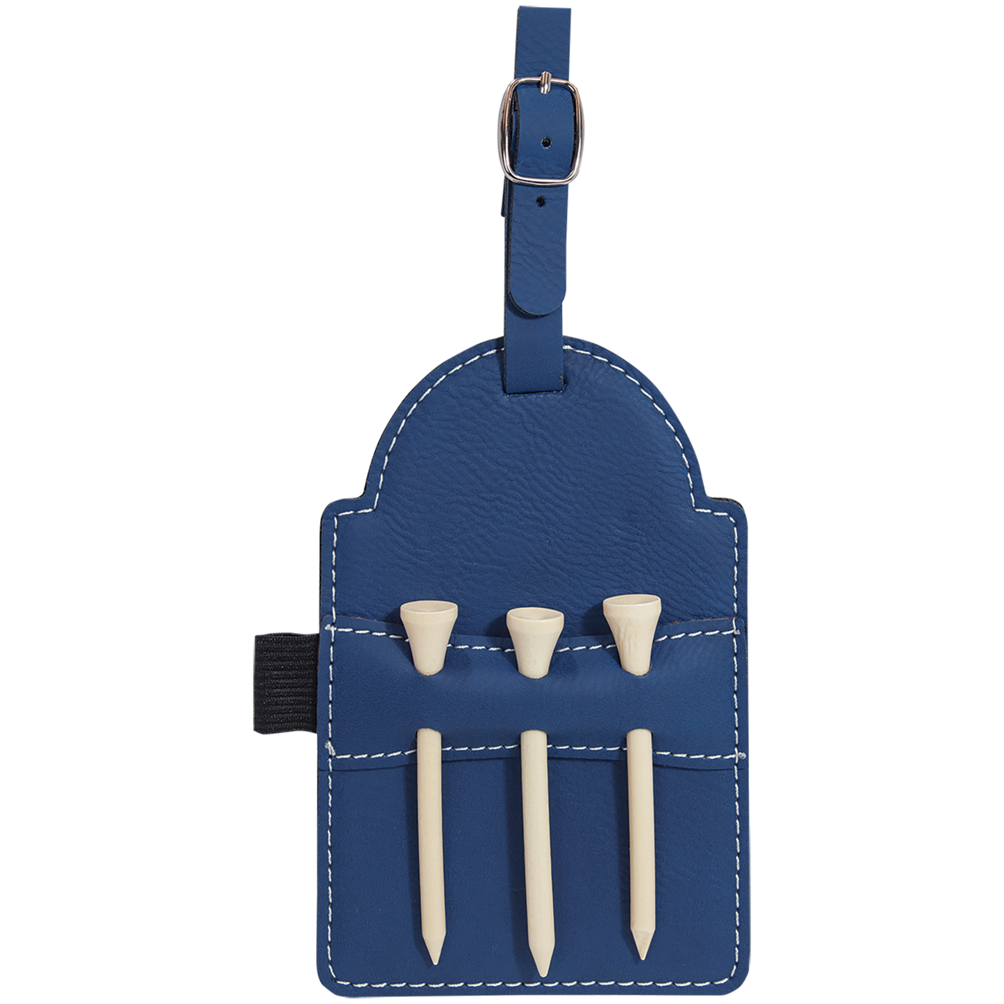 Custom Leatherette Golf Bag Tag with 3 Wooden Tees
