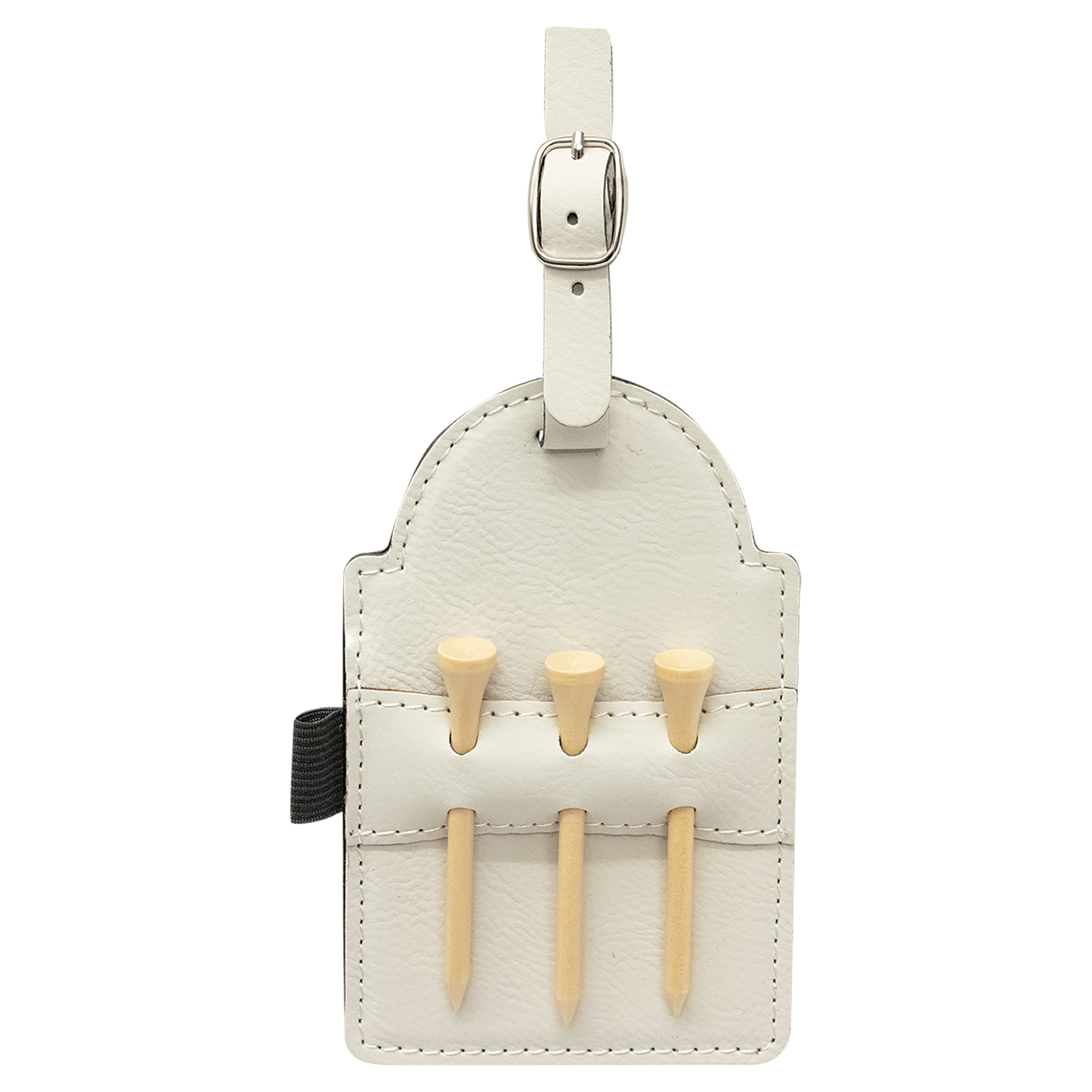 Custom Leatherette Golf Bag Tag with 3 Wooden Tees