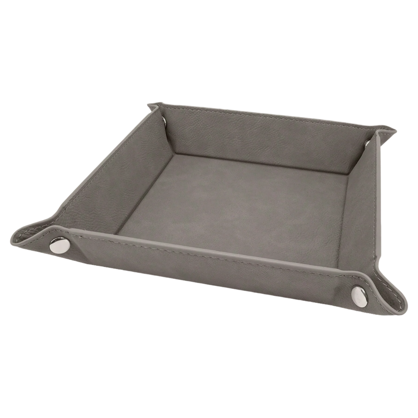 6" x 6" Custom Leatherette Snap Up Tray with Silver Snaps