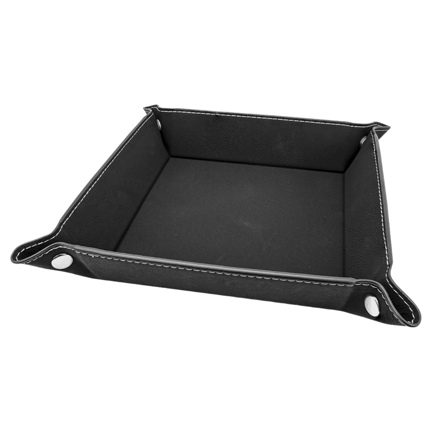 6" x 6" Custom Leatherette Snap Up Tray with Silver Snaps