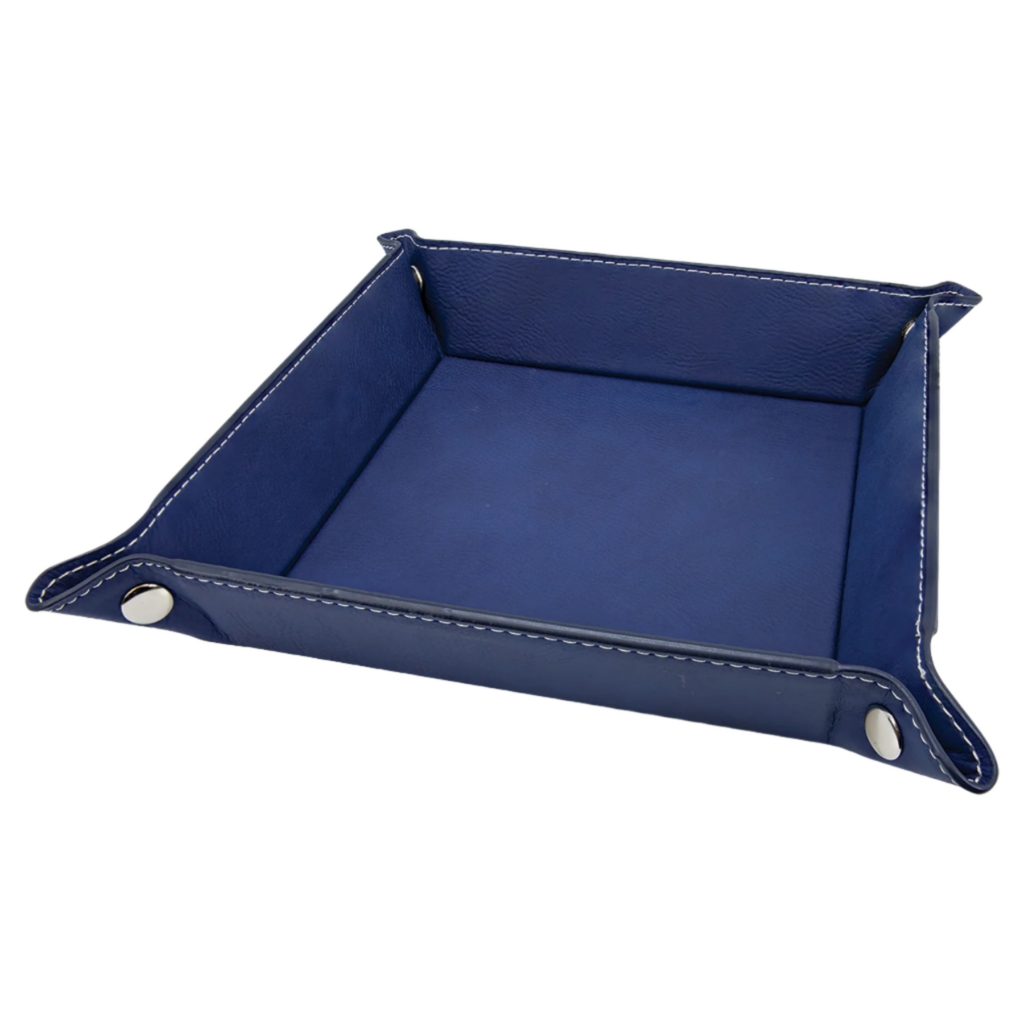 6" x 6" Custom Leatherette Snap Up Tray with Silver Snaps