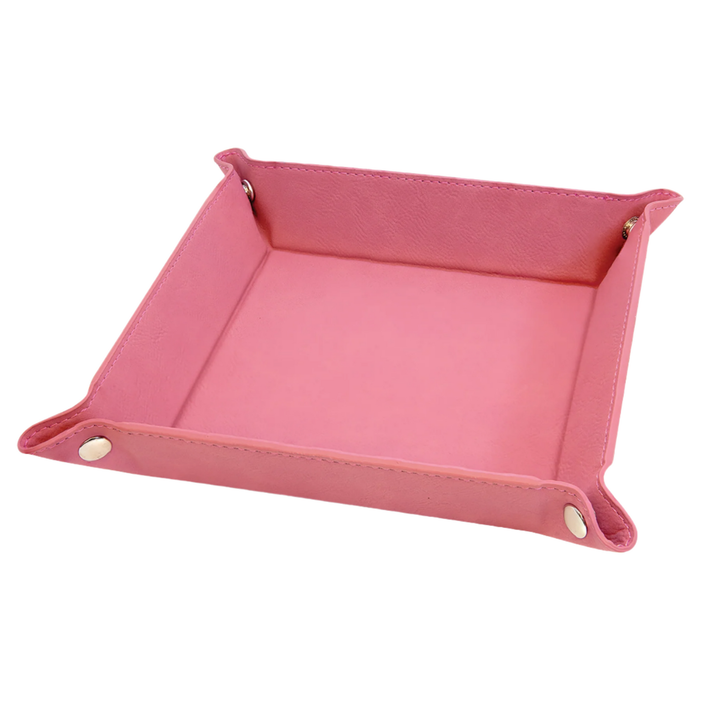 6" x 6" Custom Leatherette Snap Up Tray with Silver Snaps