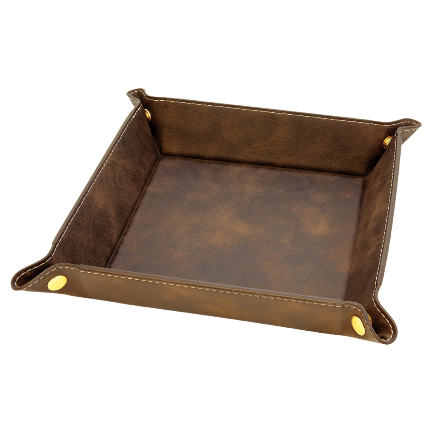 6" x 6" Custom Leatherette Snap Up Tray with Silver Snaps