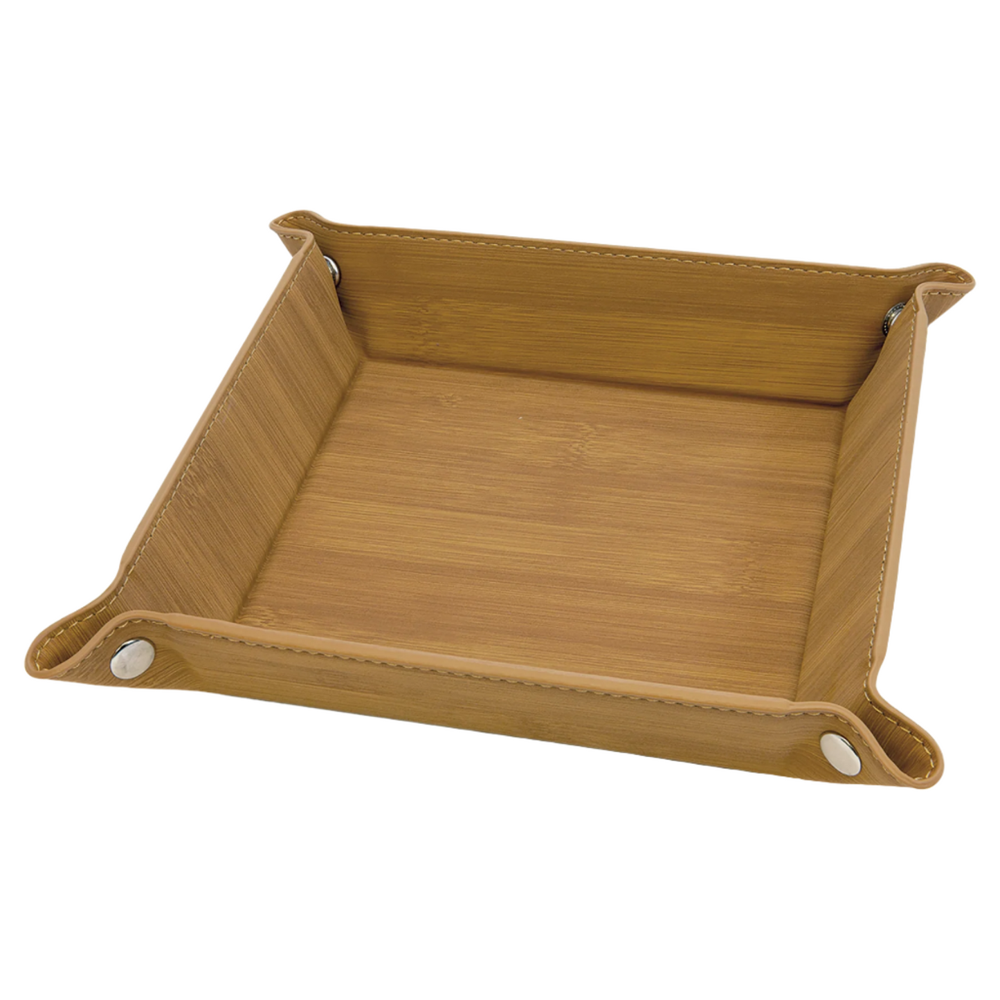 6" x 6" Custom Leatherette Snap Up Tray with Silver Snaps