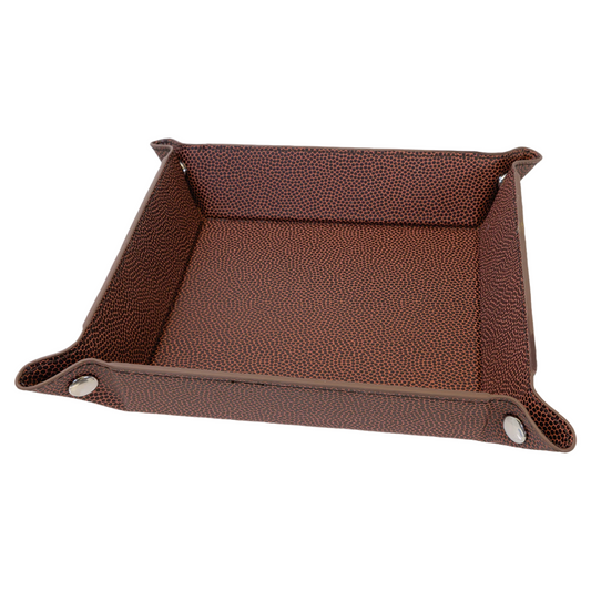 6" x 6" Football Leatherette Snap Up Tray with Silver Snaps