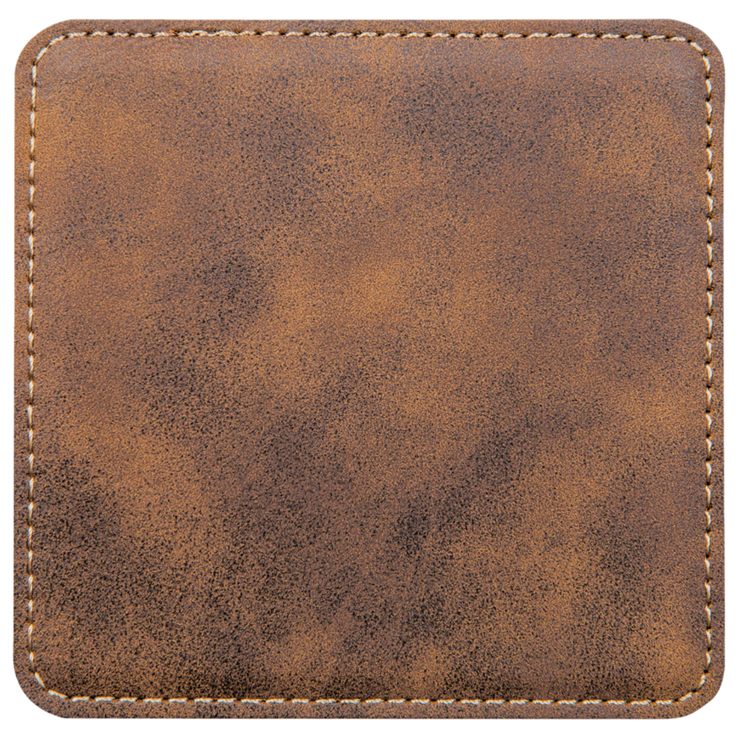 4" x 4" Rustic/Gold Square Leatherette Coaster