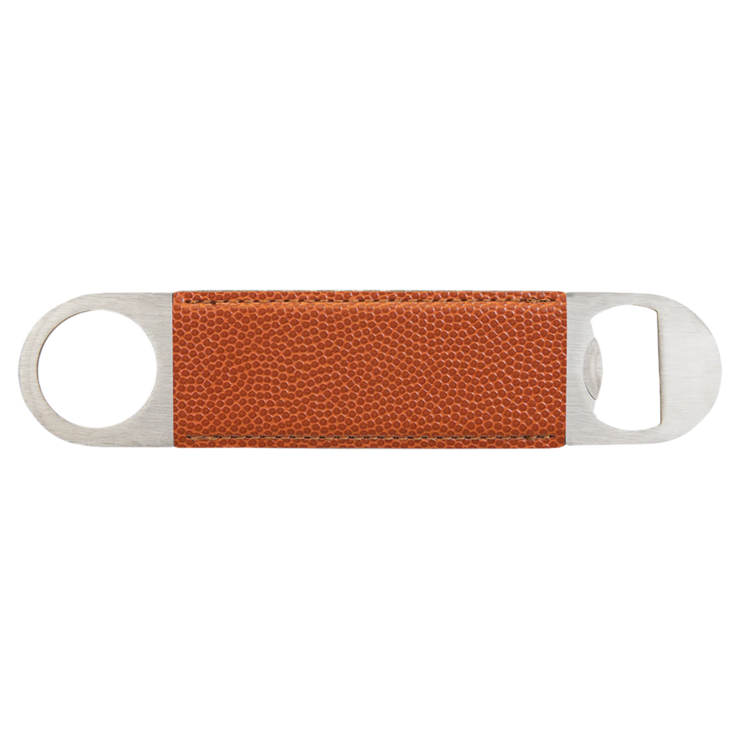 1 1/2" x 7" Basketball/Black Leatherette Bottle Opener