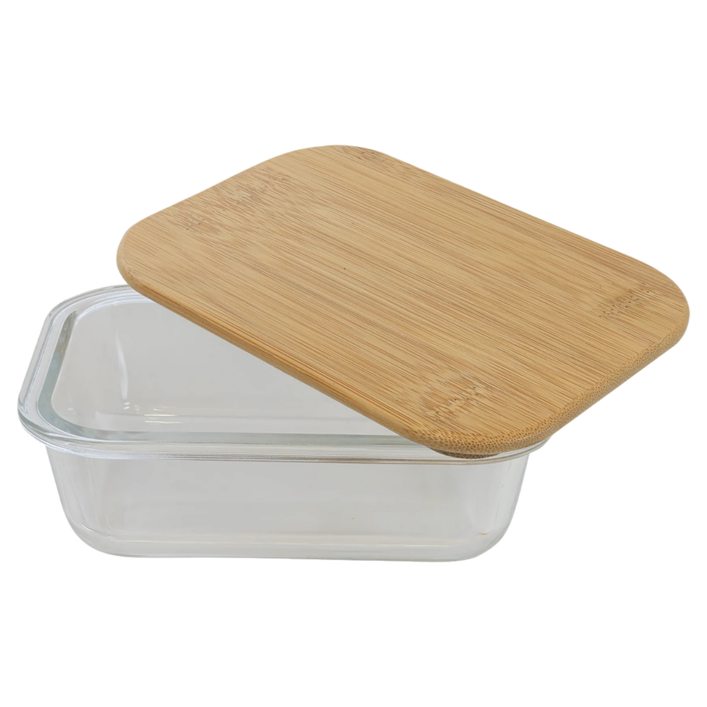 Custom Rectangle Glass Container with Bamboo Lid