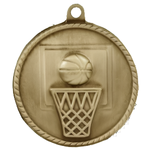2" High Relief Basketball Medal with Neck Ribbon