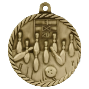 2" High Relief Bowling Medal with Neck Ribbon