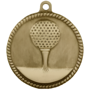 2" High Relief Golf Medal with Neck Ribbon
