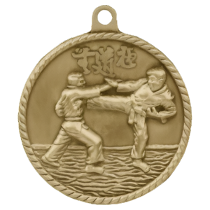 2" High Relief Martial Arts Medal with Neck Ribbon