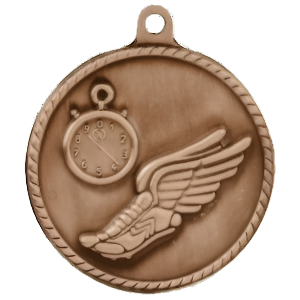 2" High Relief Track Medal with Neck Ribbon