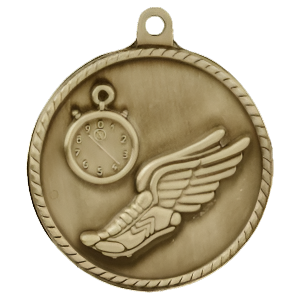 2" High Relief Track Medal with Neck Ribbon