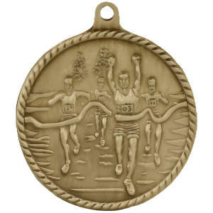 2" High Relief Cross Country Medal with Neck Ribbon