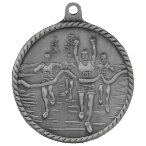 2" High Relief Cross Country Medal with Neck Ribbon
