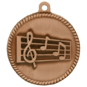 2" High Relief Music Medal with Neck Ribbon